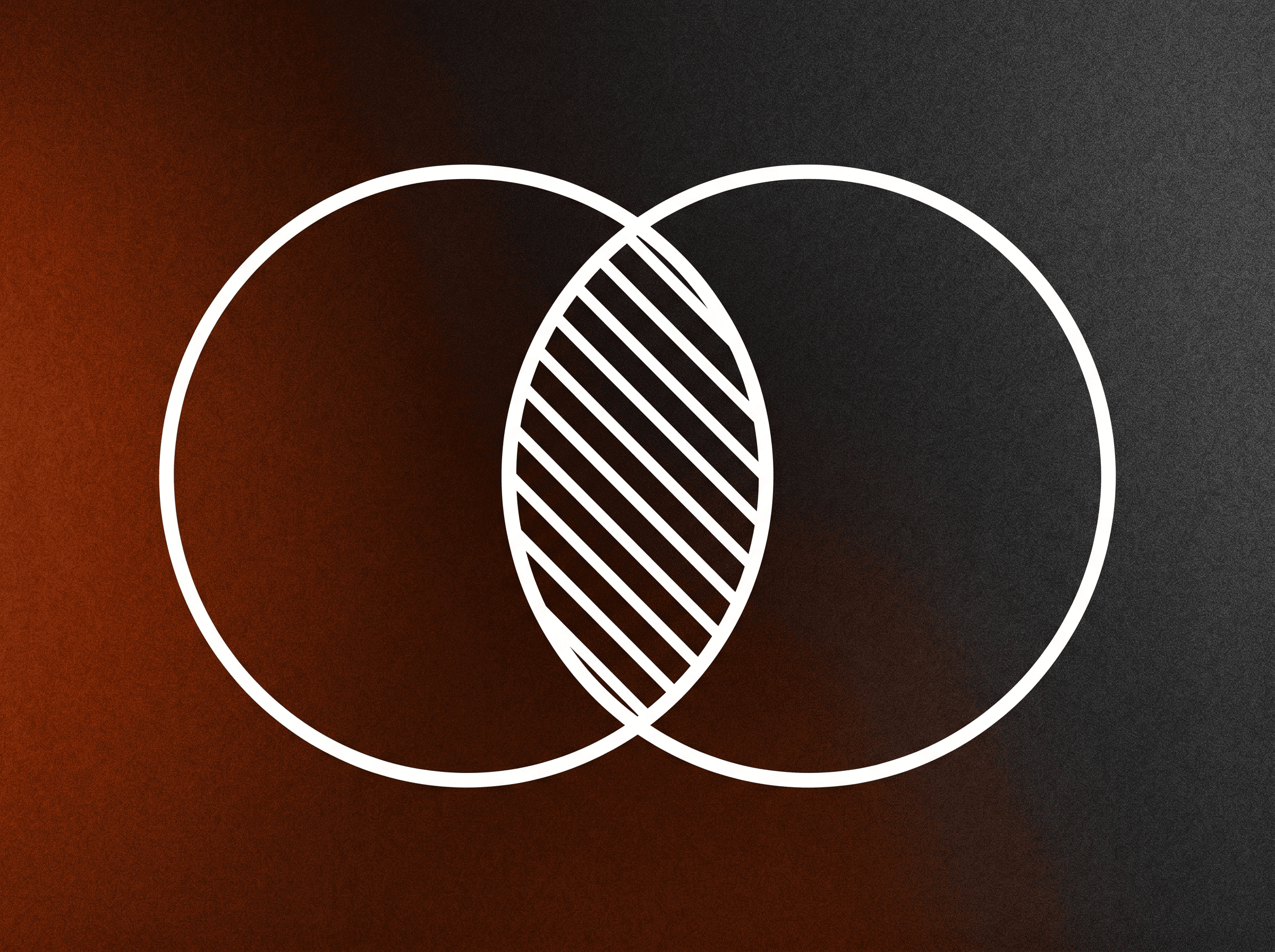 Two intersecting circles on a warm orange gradient